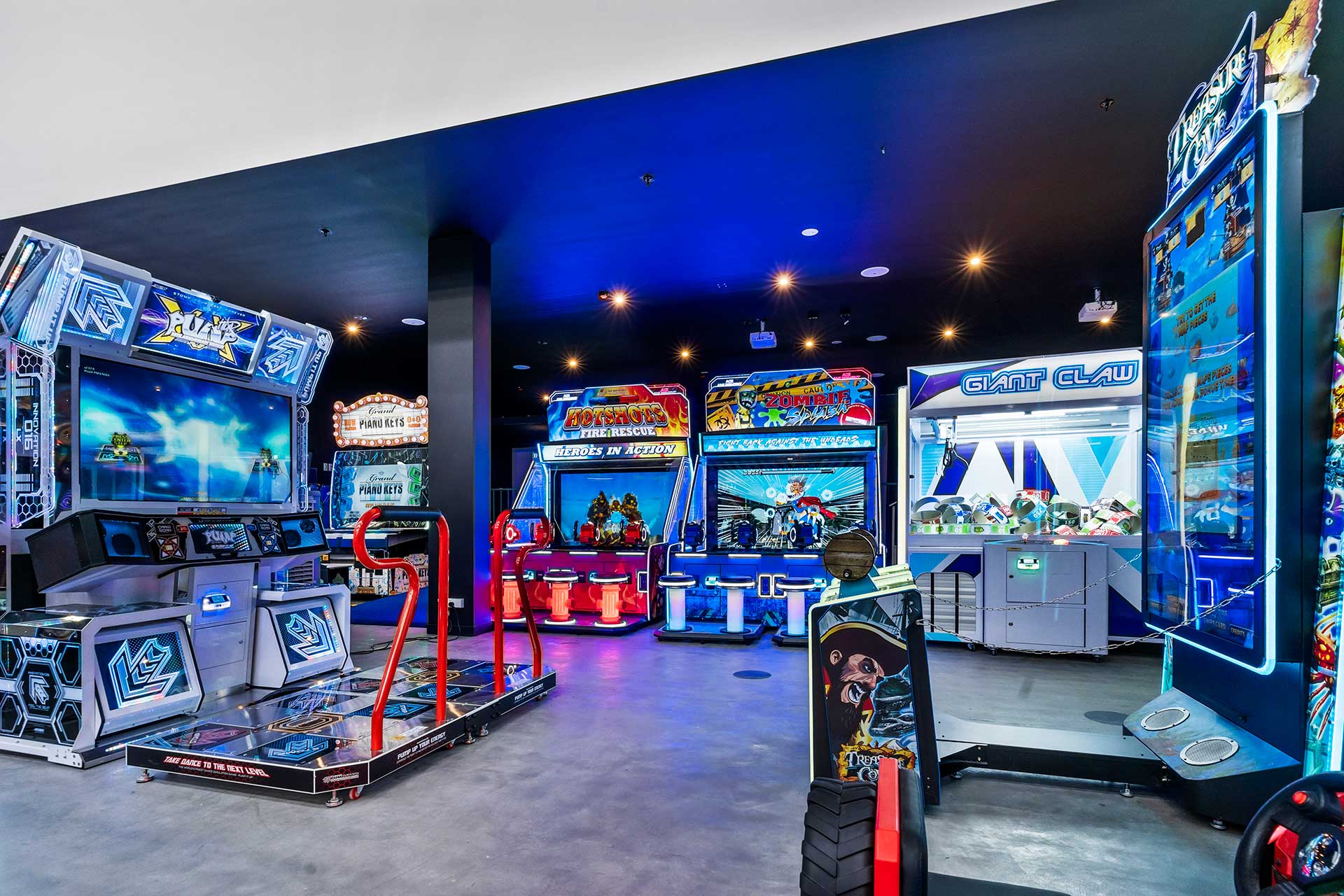 We have all of your favourite arcade games, including everything from Mario-Kart to Dance Dance Revolution, to the NBA hoops. We even have a range of captivating simulators with themes such as Jurassic Park, and the wild west.